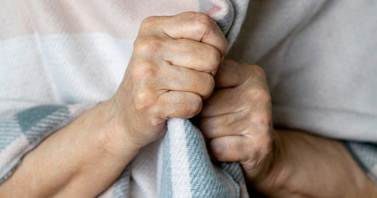 Cold elderly woman