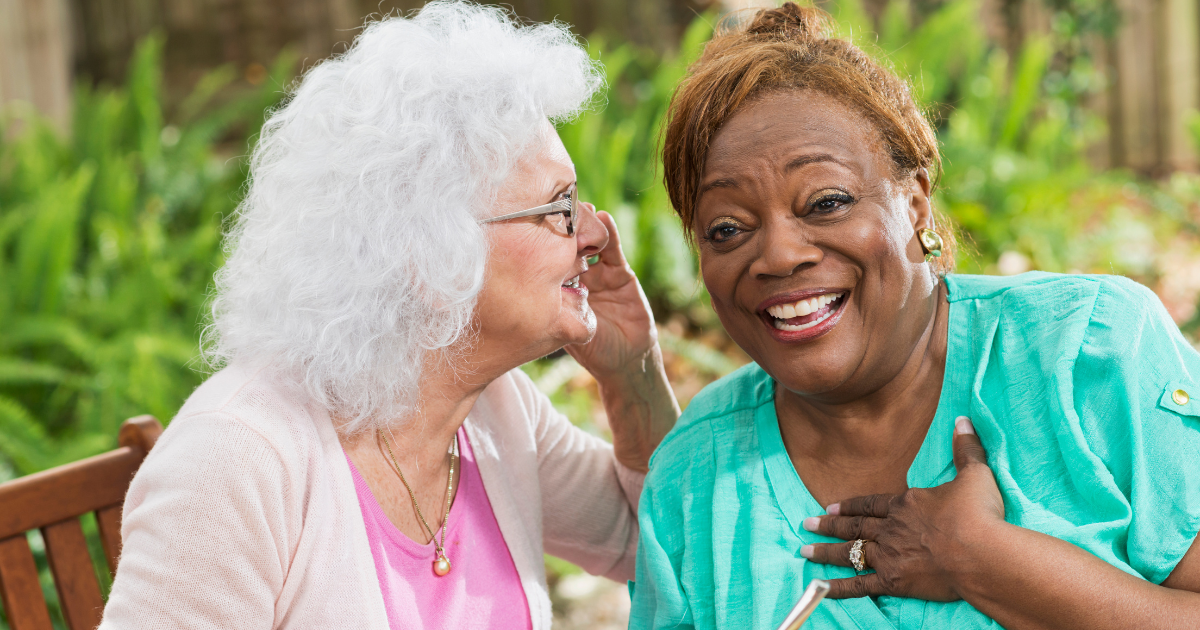 elderly women laughing
