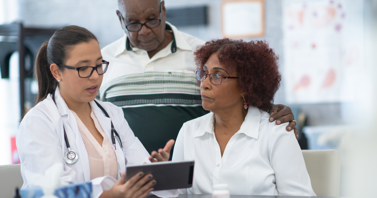 elderly parents at doctor