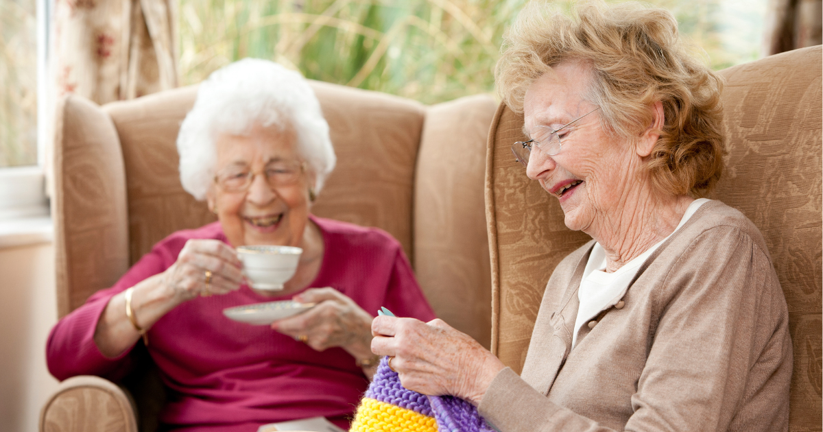 two elderly ladies enjoying senior companionship