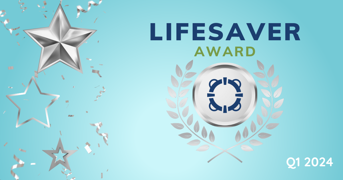 Lifesaver Award Q1 for Sheri